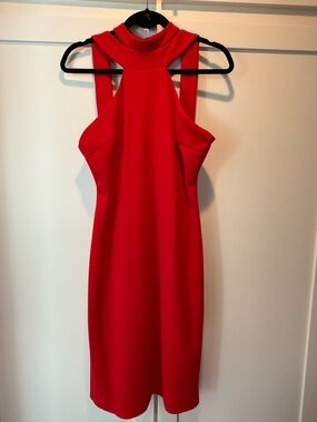 bebe High-Neck Red Cocktail Dress